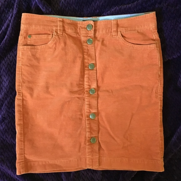 Tommy Hilfiger Skirts Tommy Hilfiger Orange Corduroy Button Up Skirt
